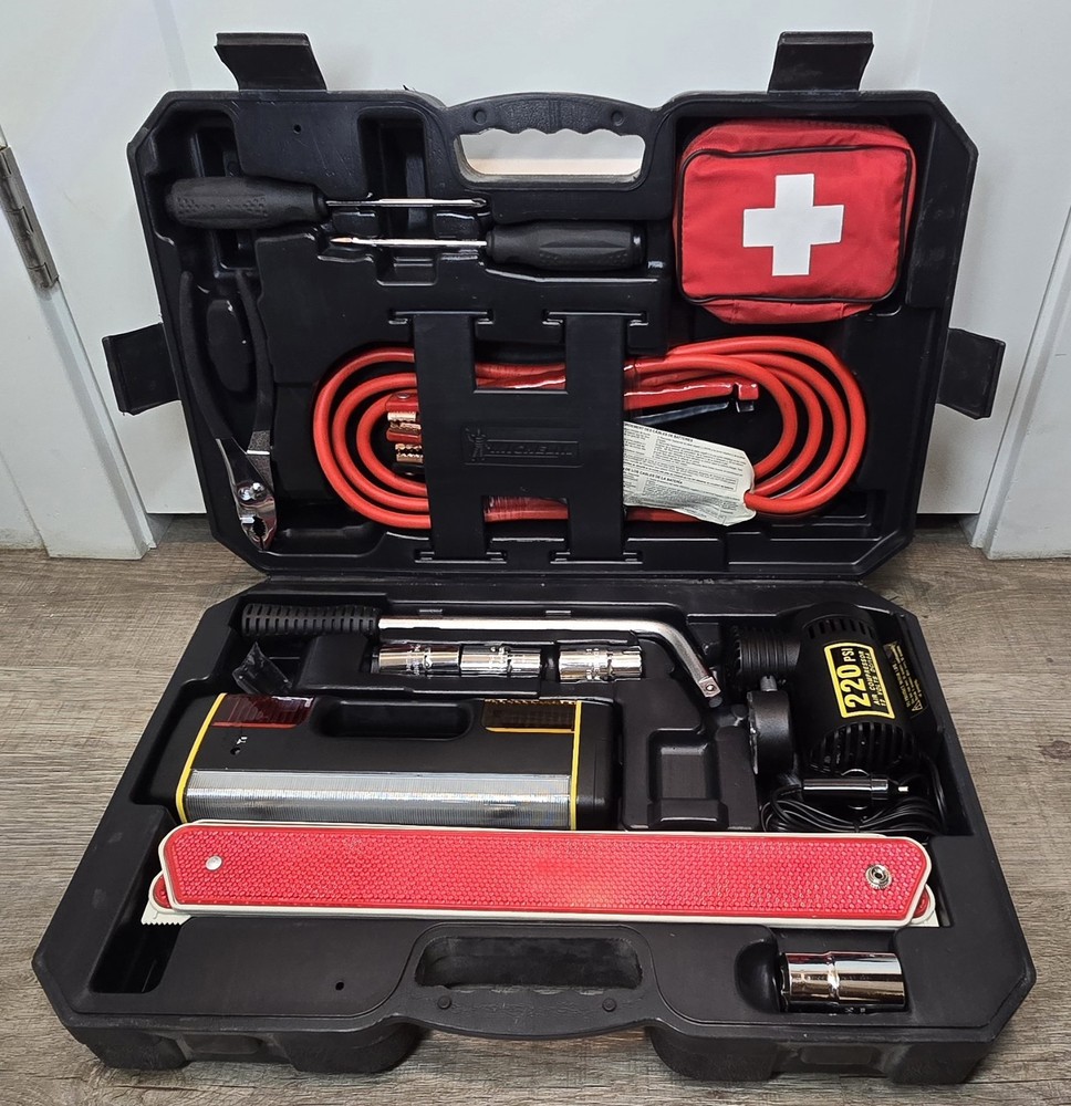 Michelin Premium Emergency Roadside Kit HD Cables Tools Air Compressor First Aid