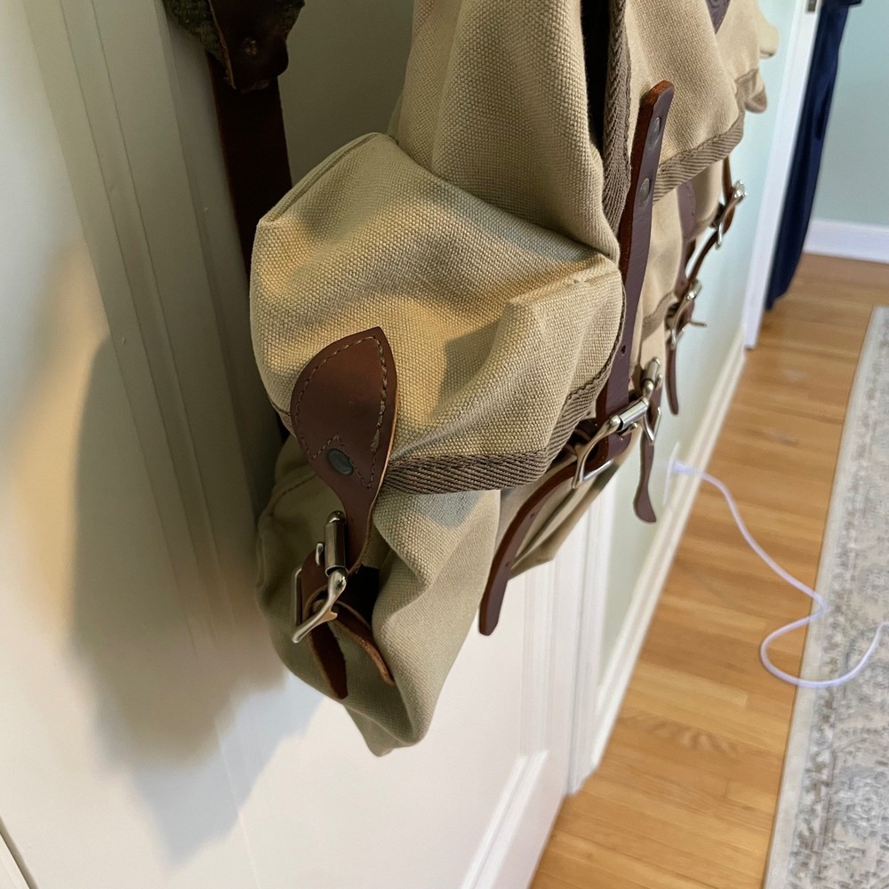 Duluth Pack Wanderer Backpack Khaki Canvas Leather Rucksack