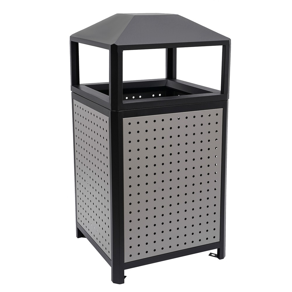 Large 38 Gallon Outdoor Trash Can - Durable Galvanized Waste Container