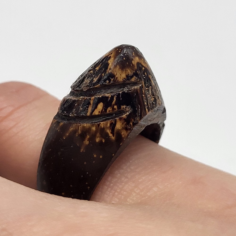 Handcarved Bamboo Ring Sz 6