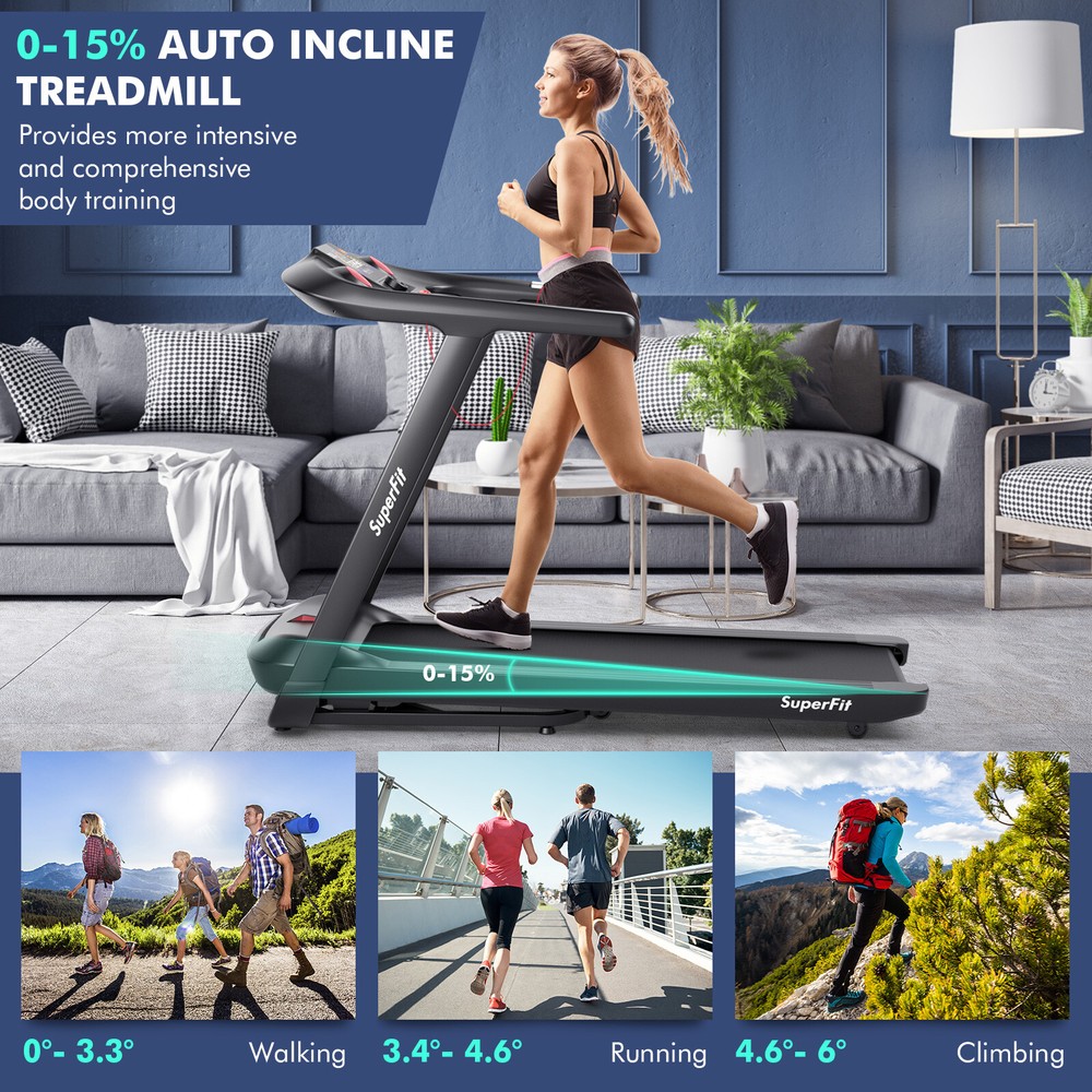 4.75HP Adjustable Treadmill w/ Programs Touch Screen Voice/APP/Remote Control