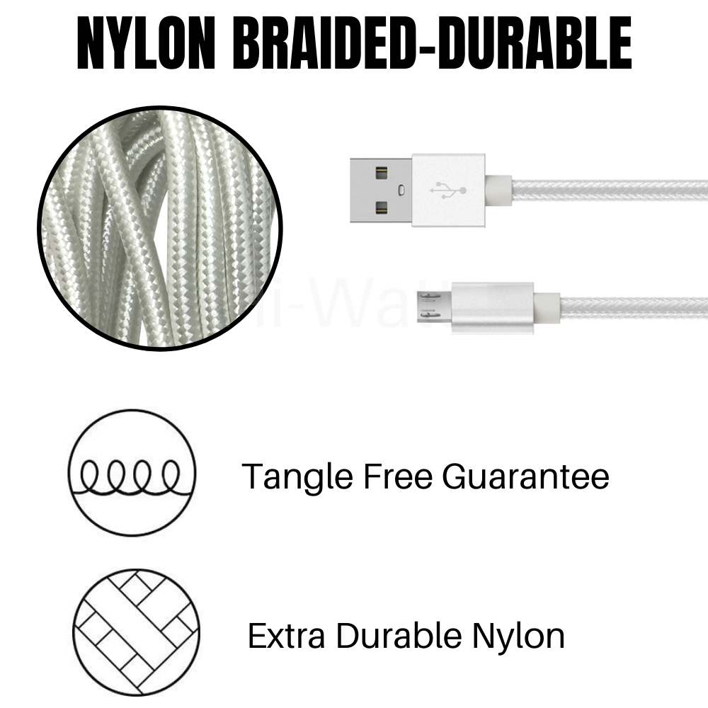 3 PACK 10Ft Extra Long Micro USB Cable Fast Charge Android Charger Charging Cord