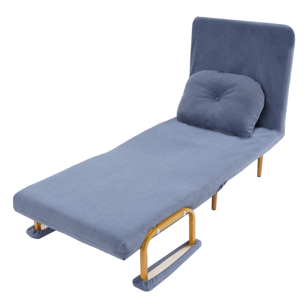 Convertible Sofa Bed Folding Sofa Bed w/ Pillow & 5-Position Adjustable Backrest
