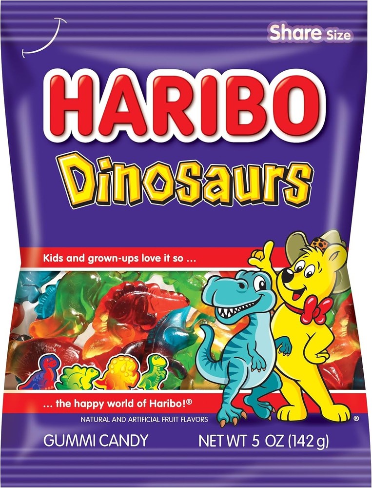 HARIBO Gummi Candy, Dinosaurs,. Bag