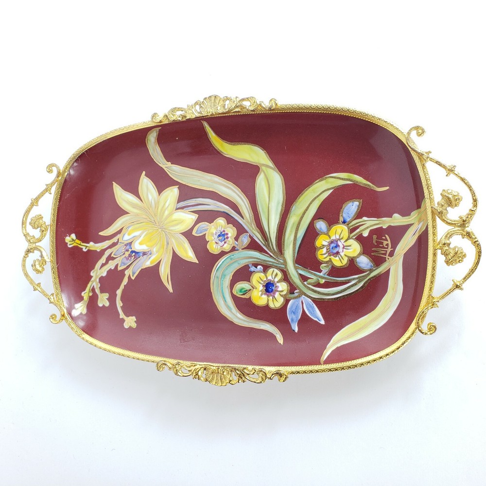 Arzberg Germany Rectangular Serving Platter Hand Painted Gold Trim