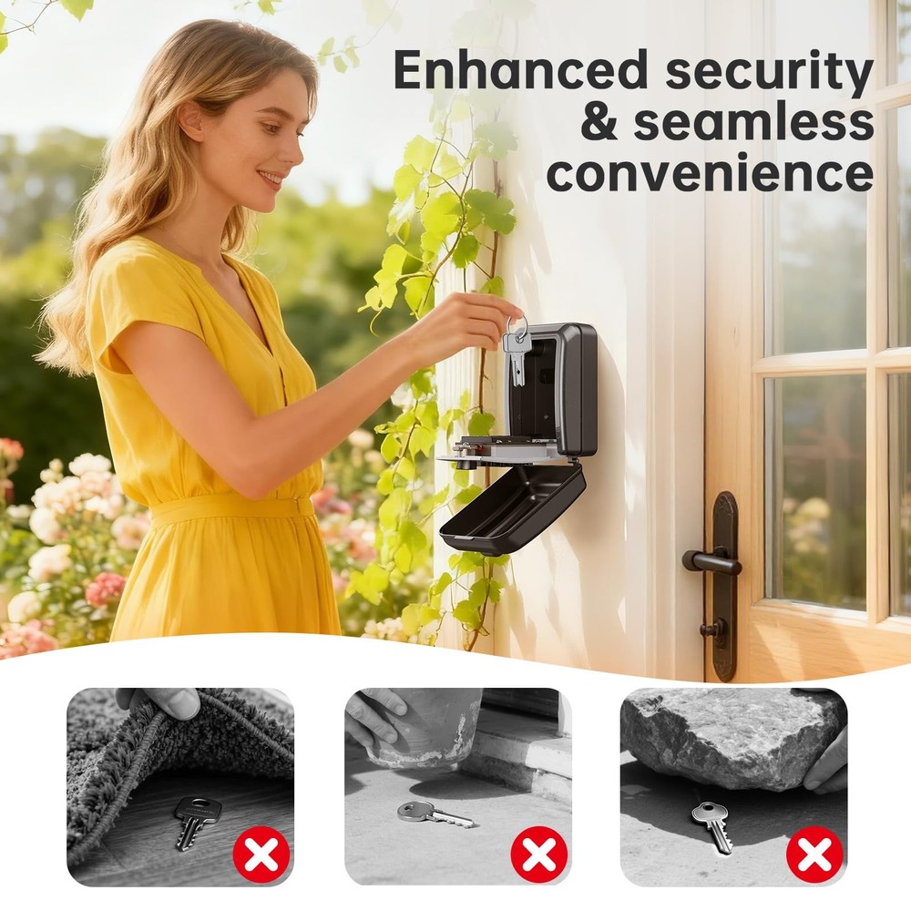 Key Lock Box,Customizable 12-Digit Combination,LockBox for Keys with Resttabl...