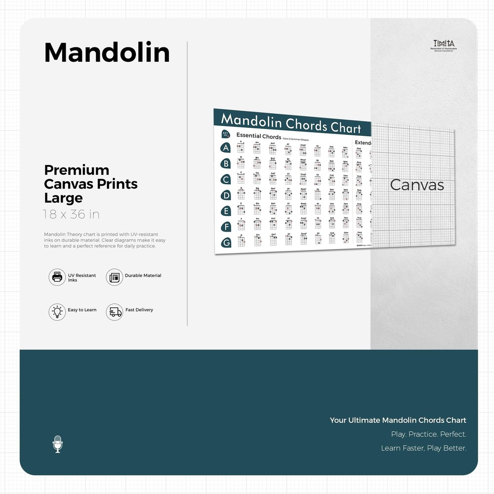 Mandolin Chords Chart Poster, Essential & Extended Mandolin Chords Reference ...