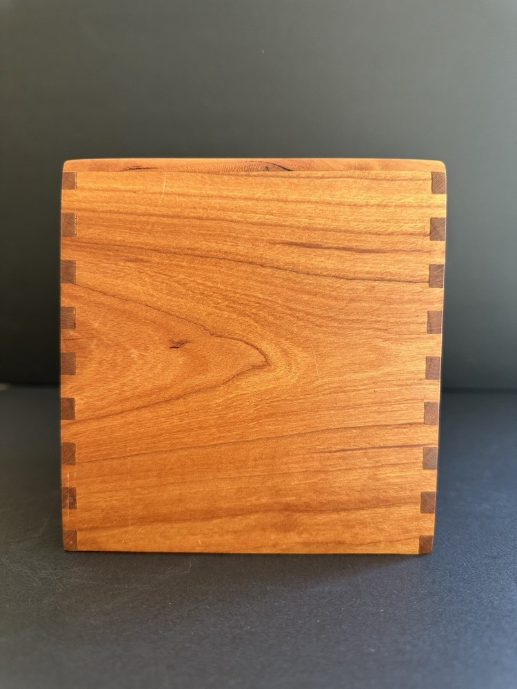 Maple Handmade Dovetail Tissue Box Cover Square Signed Rustic Natural Modern