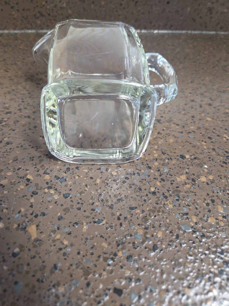 Vintage MCM Small Rectangular Clear Glass Pitcher- Small Scratch