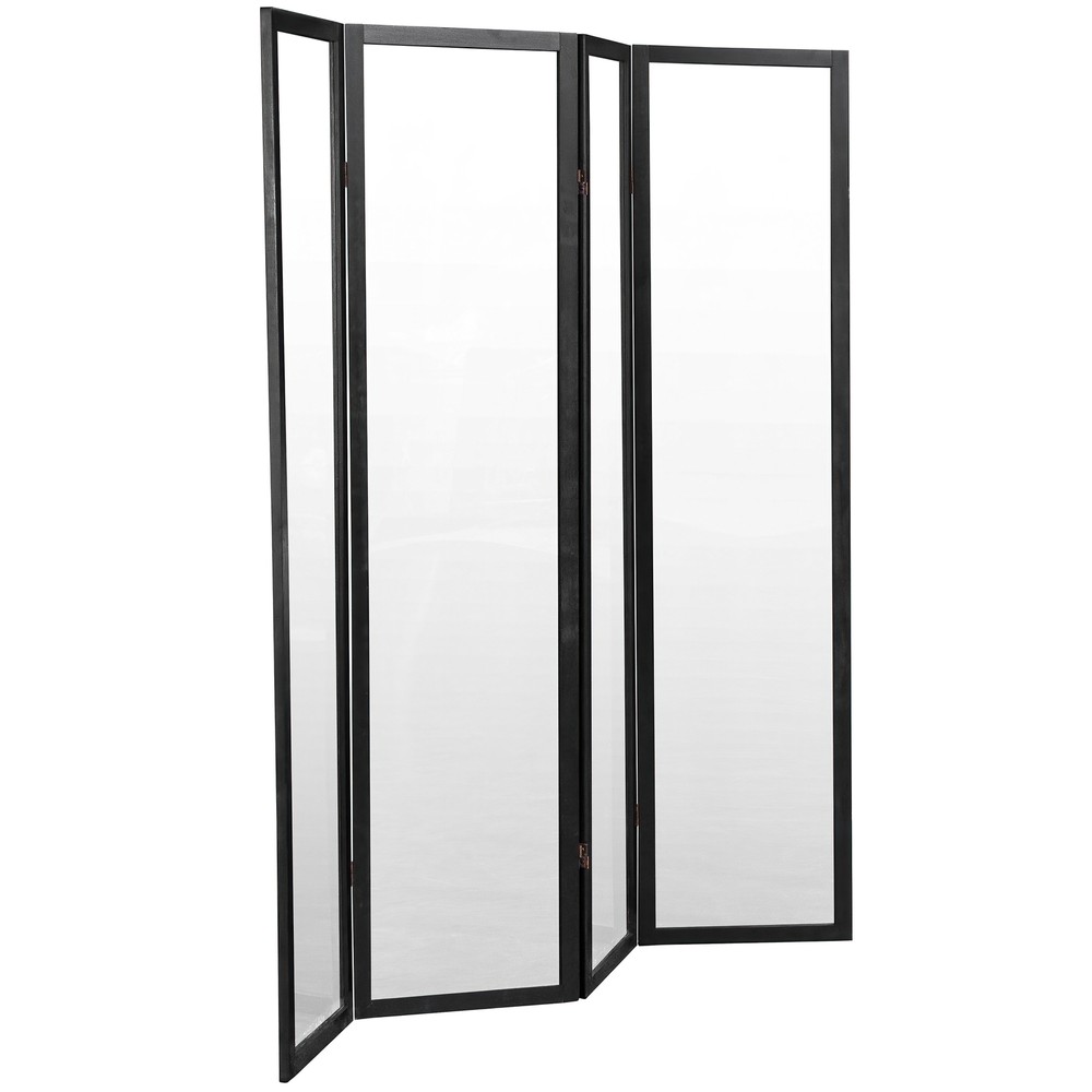6 ft. Tall Clear Plastic Partition Black 4 Panel