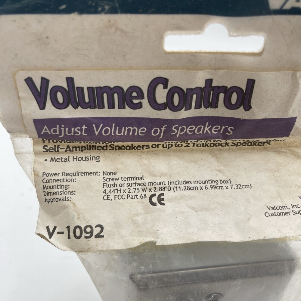 Valcom V-1092 Speaker Volume Control Silver Loudspeaker