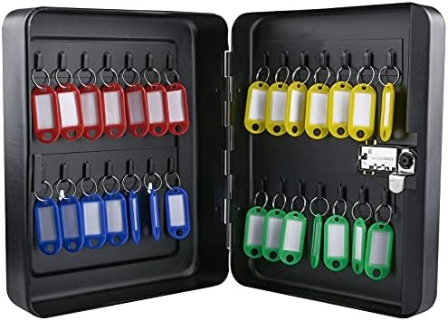 Key Lock Box Wall Mount with Combination 28 Hooks Tags