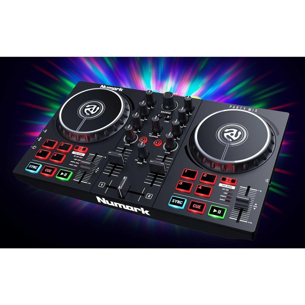 Numark Party Mix II DJ Controller Serato LE Software w 15" Speakers Gig Pack