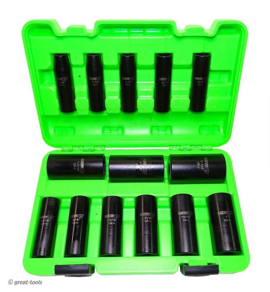 IMPACT SOCKET SET – 1/2” drive – Deep – SAE / Standard – 6-point tools