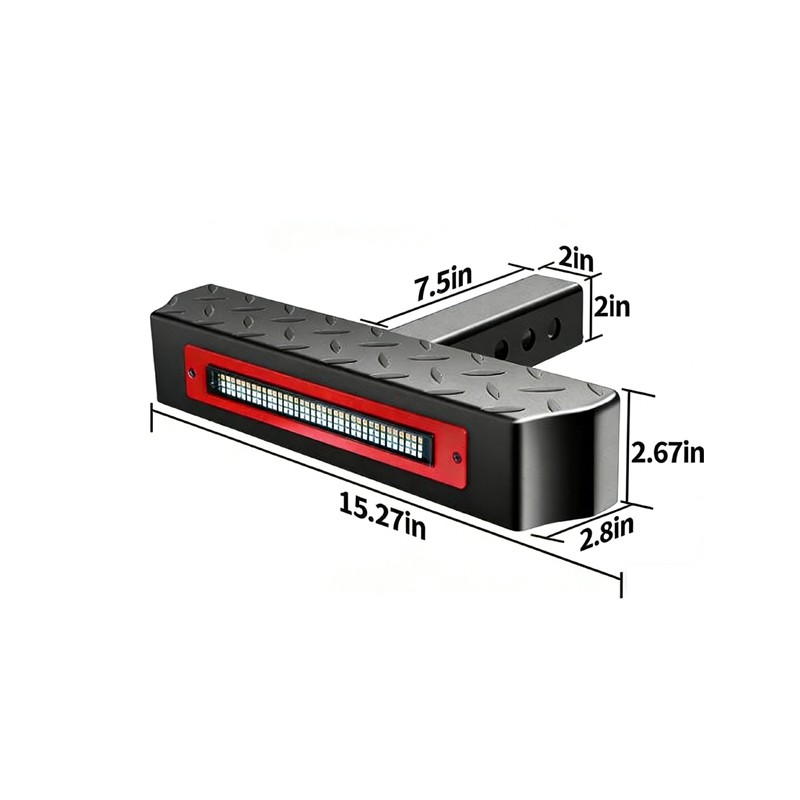 2'' Receiver Trailer Tow Hitch Step Bar w/ LED Brake Light Tailgate Bumper Guard