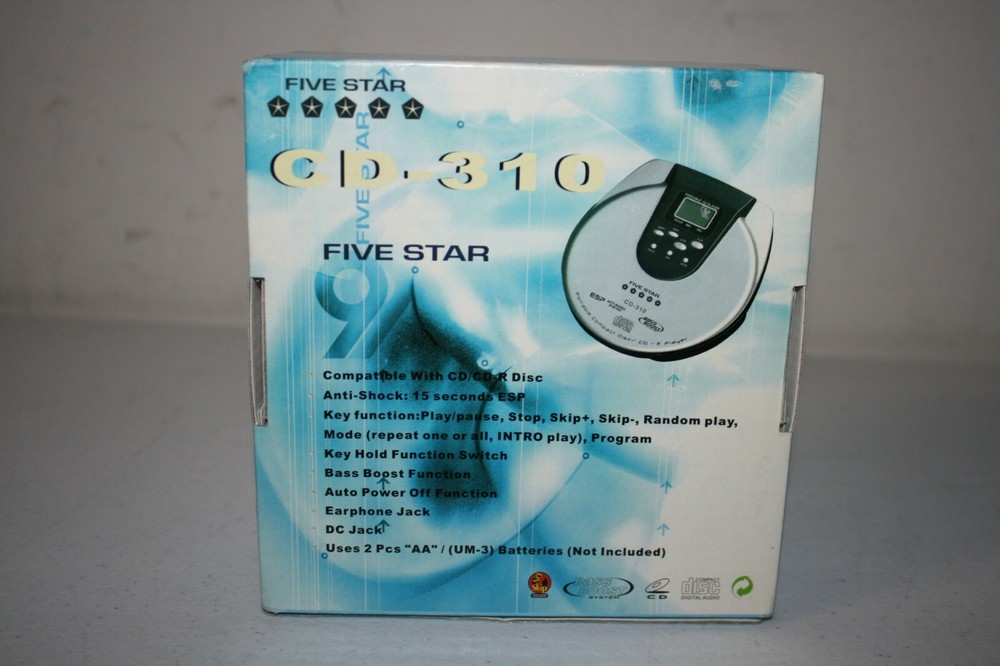 New Five Star CD-310 Portable CD Player w/ ear buds Compact Disc