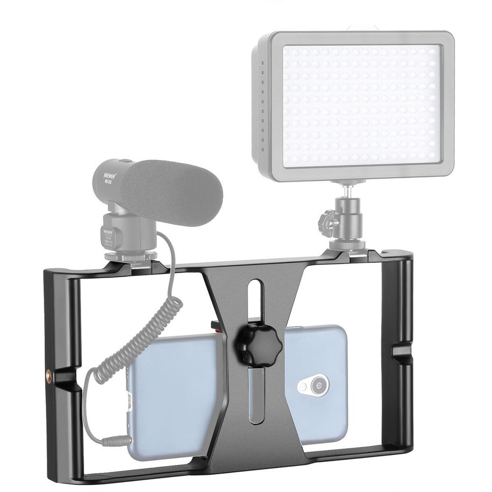 Black Camera Cage Stabilizer Handle Rig for iPhone Samsung 4~7 inch Smart Phone