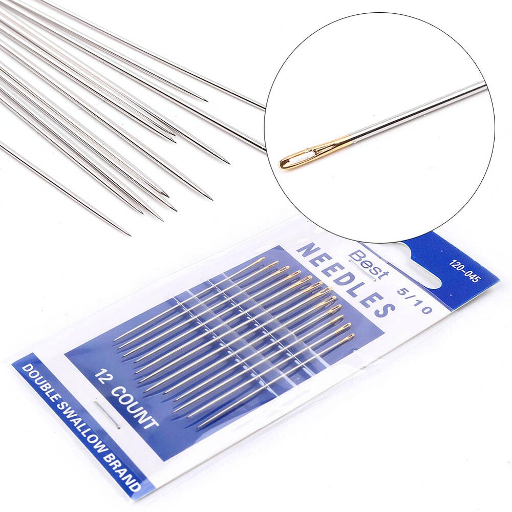 12pcs Steel Stitching Needles Canvas Sewing Leather Patch Craft Replacement