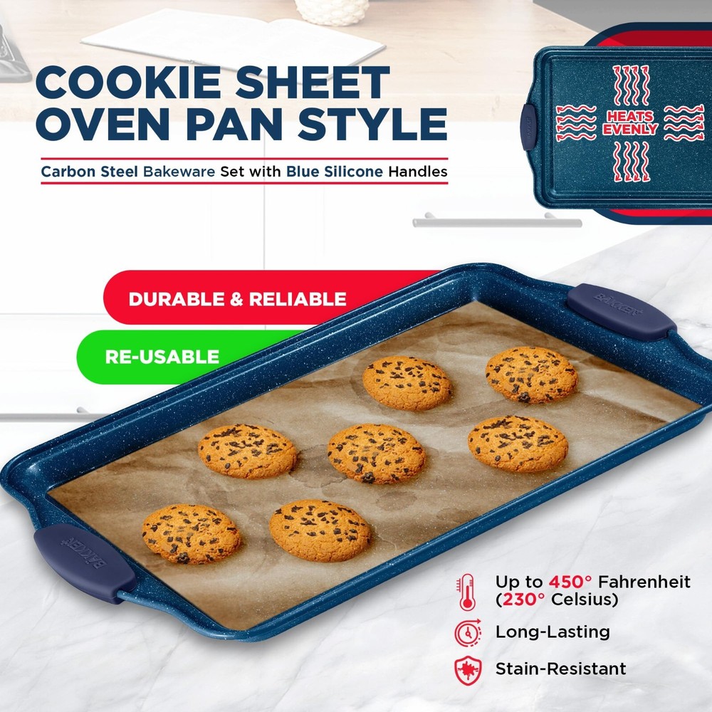 BAKKEN Kitchen Baking Pan Set - Nonstick Coating, Carbon Steel Bakeware Sets