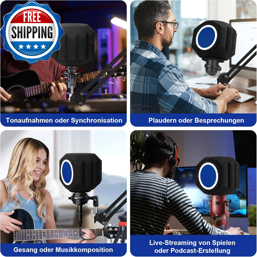 Microphone Wind Shield Pop Filter Isolation Ball, Acoustic for Record Studios Mi