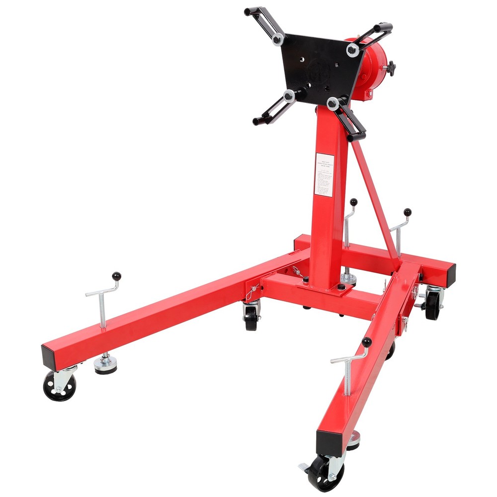 1500lbs Folding Engine Stand - 360° Rotating Head, Red