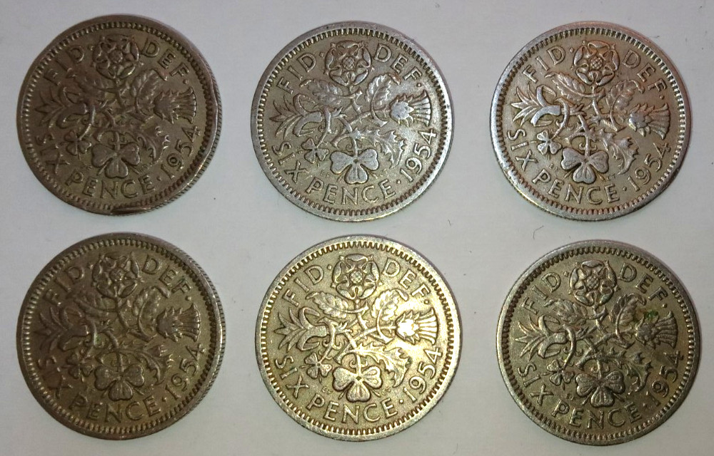 Six Pence Coin Bundle Elizabeth II 1954