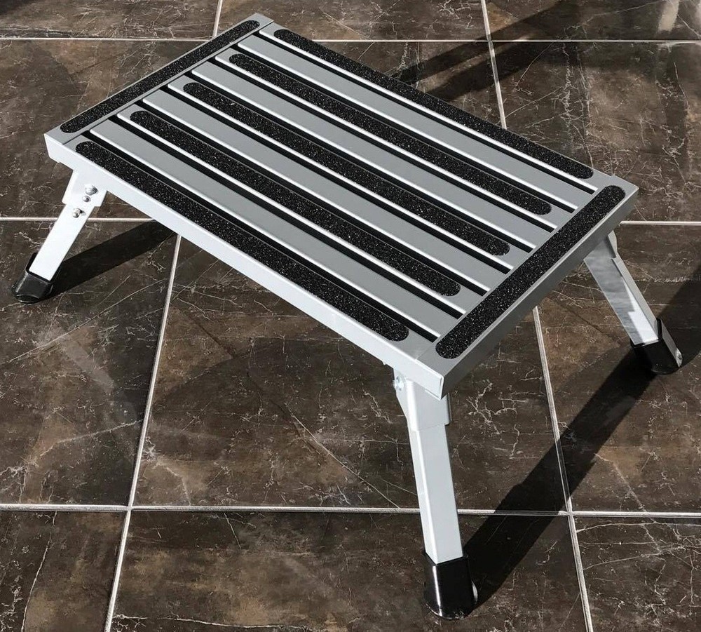 Caravan RV Lightweight Compact Folding Platform Step 22cm Height 200kg Capacity