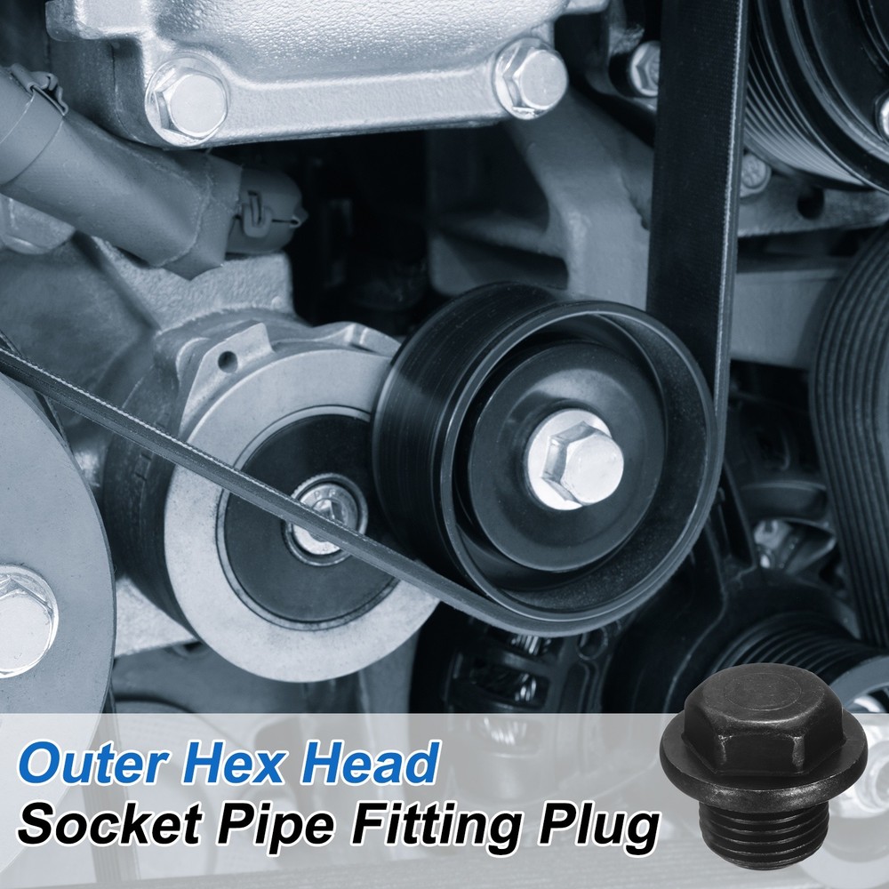 6Pcs M16x1.5 Carbon Steel Male Thread Outer Hex Pipe Plug Fitting Socket