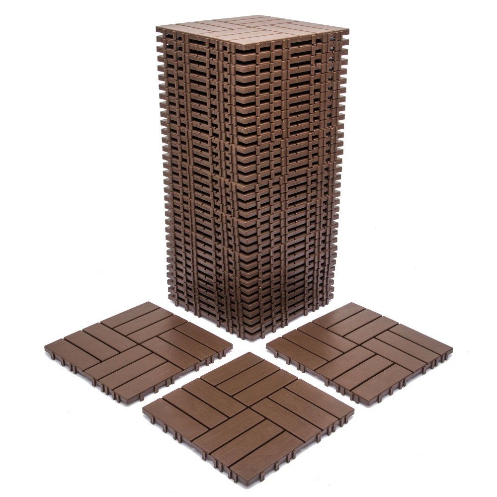 68 Pack 11.42"x11.42" Plastic Interlocking Deck Tiles Flooring Pool Poolside