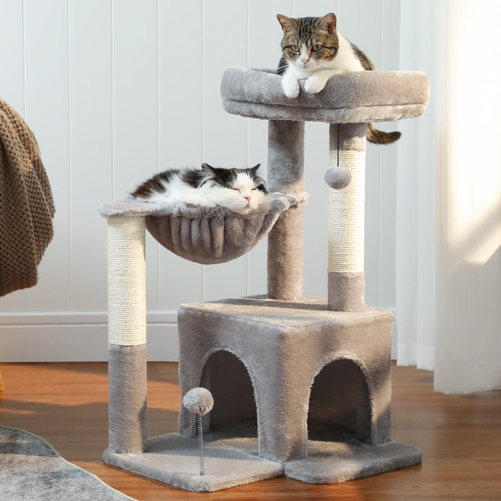 29.5" Cat Tree Condo Tower Multi Level Playing House w/Scratching Post & Hammock