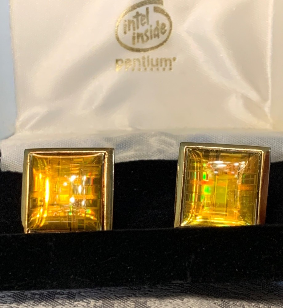 Vintage Intel Pentium Processor Chip Cuff Links Set