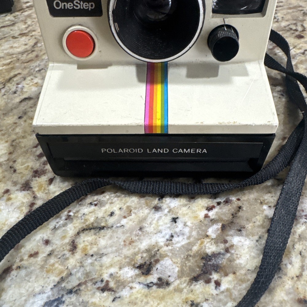 Vintage 70s Camera Polaroid One Step Rainbow Stripe Land Camera Tan Untested Cp