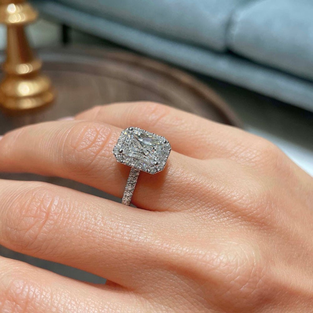 Wedding Semi Mount Setting 0.50 Ct Diamond Radiant Cut Solid 14k White Gold Ring