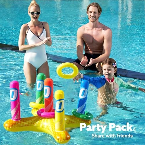 2 Sets Inflatable Pool Toss Game Combo Set Includes Ring Toss & Corn-Toss Game