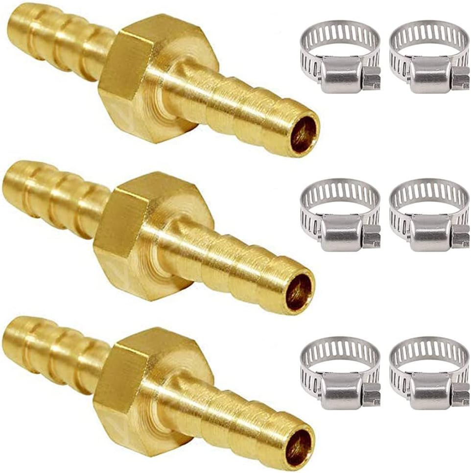 1/4" ID Hose Barb Hex Union Fitting Intersection/Split Brass Water/Fuel/Air with