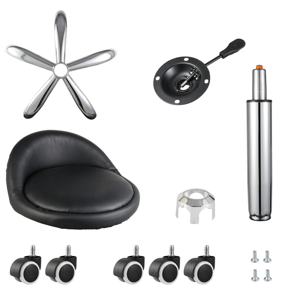 Rolling Stool Adjustable Height Hydraulic Swivel Salon Stool with Backrest Black