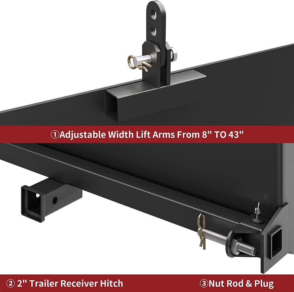 Quick-Attach 5/16" 2" Receiver Hitch with Width Adjustment for Loading Tractors