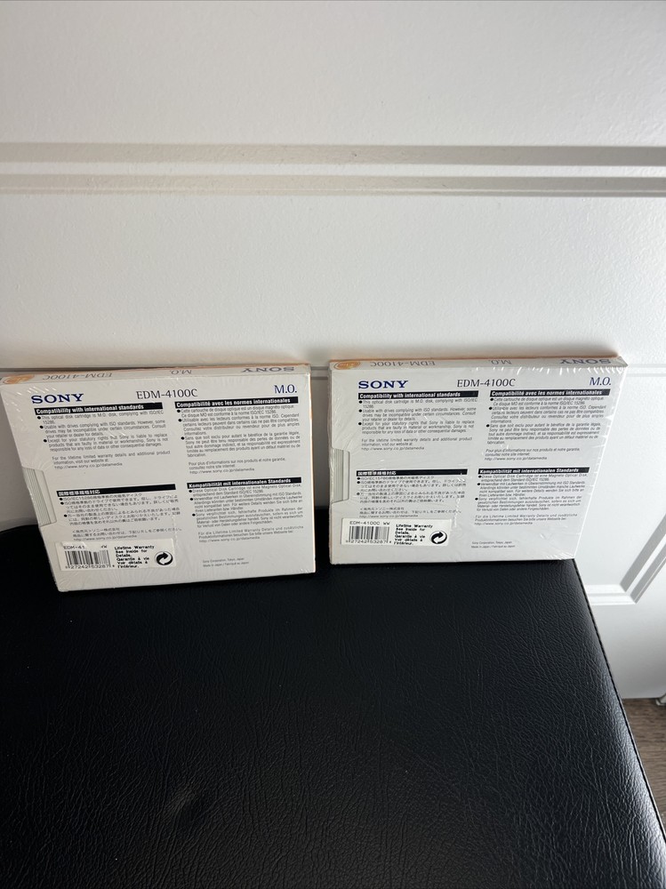 Two SONY EDM-4100C 4.1GB MAGNETO OPTICAL DISK 512 BYTE New SEALED