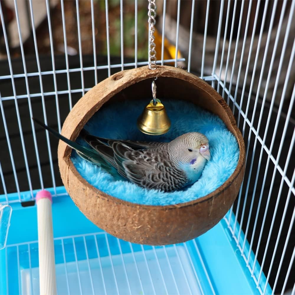 Natural Coconut Shell Bird Nest House Bed Breeding Nesting