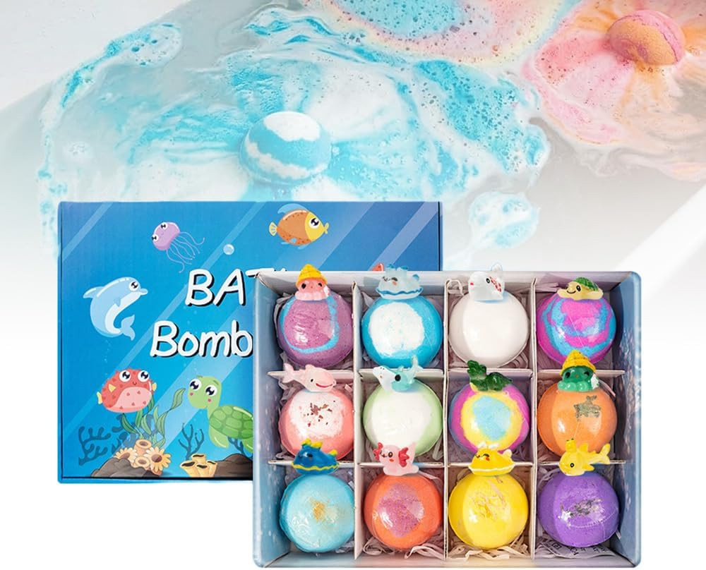 Bath Bombs with Surprise Inside, 6/12 Pack Fizzy Bubble Bath Gift Set, Dinosaur