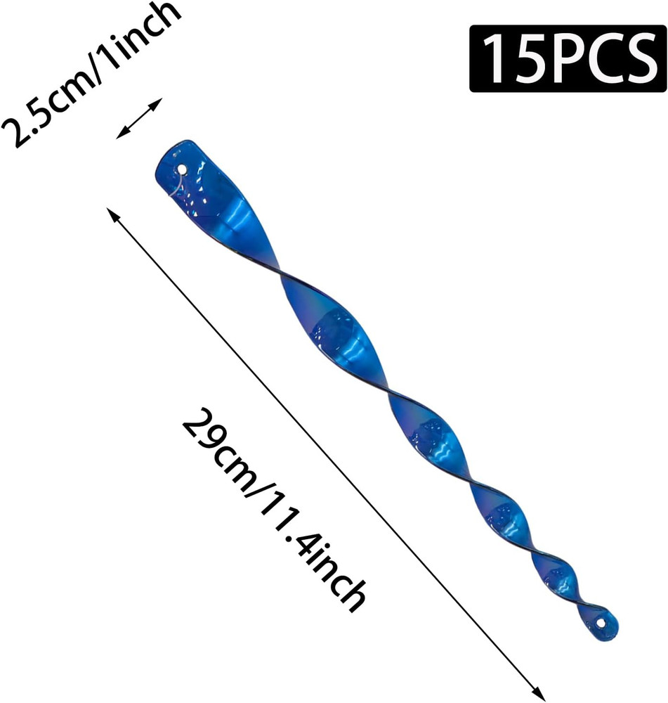 15Pcs 12Inch Spiral Repellent Reflective Scare Rods,Hanging Wind-Driven Spinner