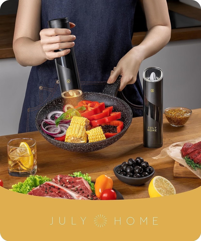 Gravity Electric Salt and Pepper Grinder Set of 2 Adjustable Coarseness