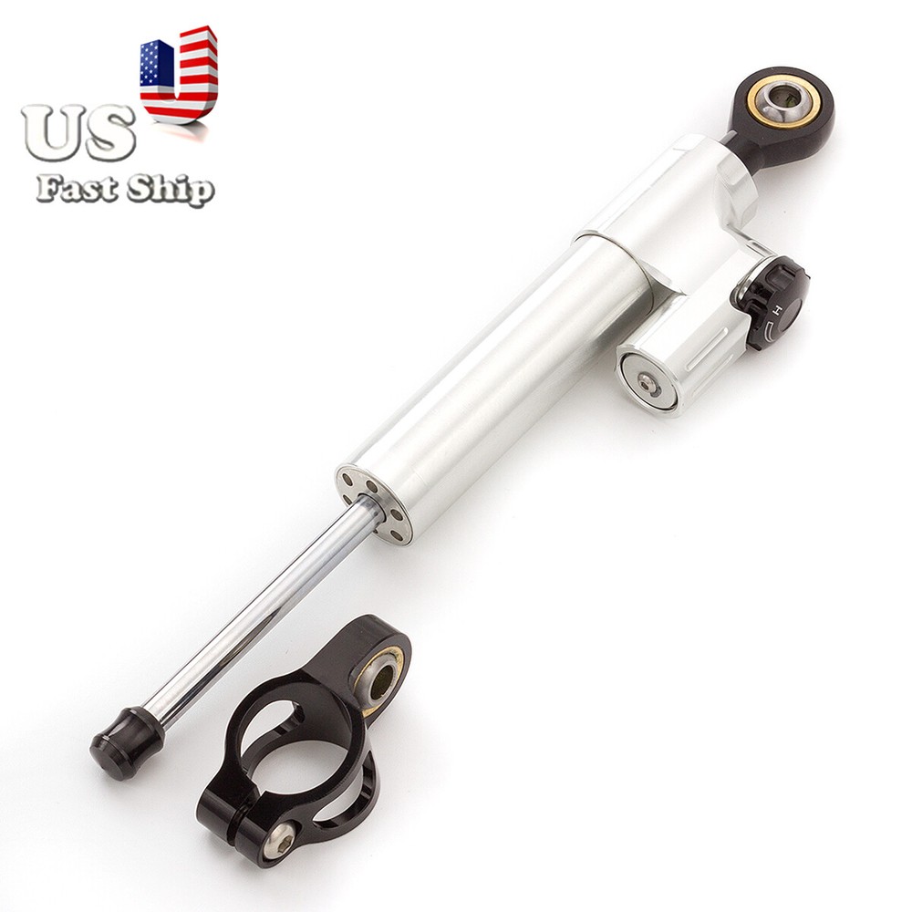 CNC Silver Motorcycle Universal Steering Damper Stabilizer Linear Control Safety