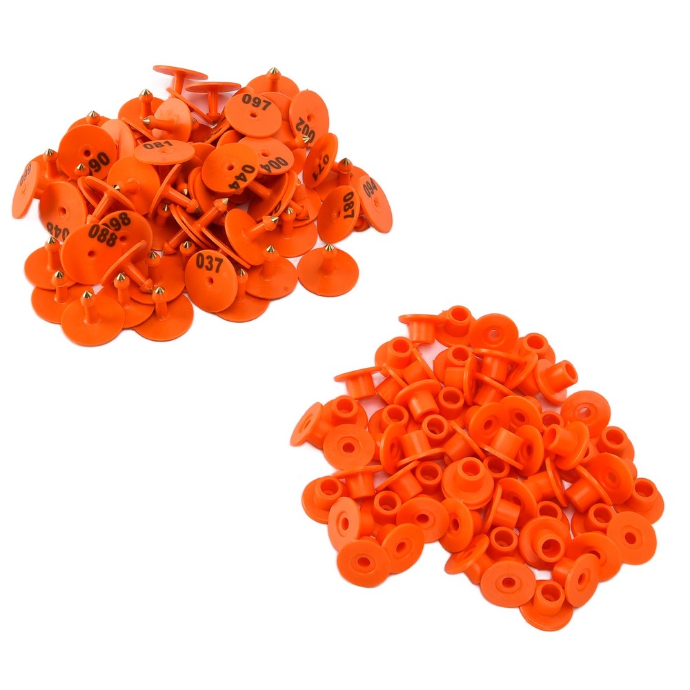 (Orange)Cattle Numbered Ear Tag Convenient Identification Dog Marker Label With