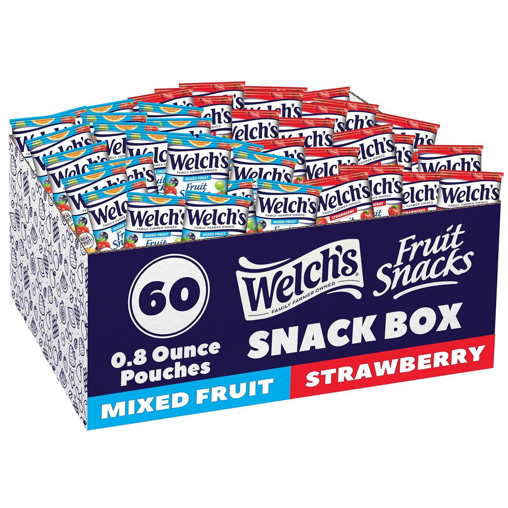 Welch’s Fruit Snacks Mixed Fruit & Strawberry, 0.8oz Packs (60 Ct)