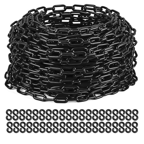 Plastic Chain, 200Ft Plastic Chains Links, Large Plastic 200Ft-1Piece Black