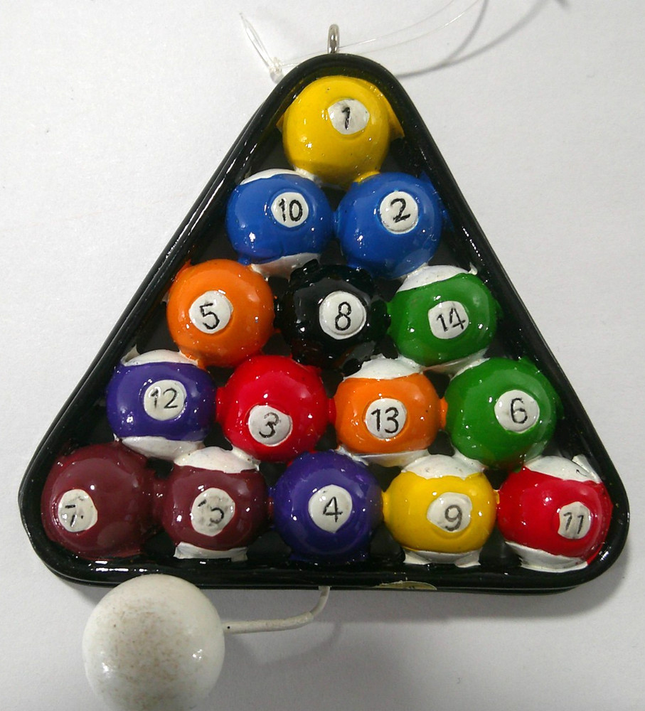 Hallmark Pool Billiard Balls in Racking Triangle Ornament