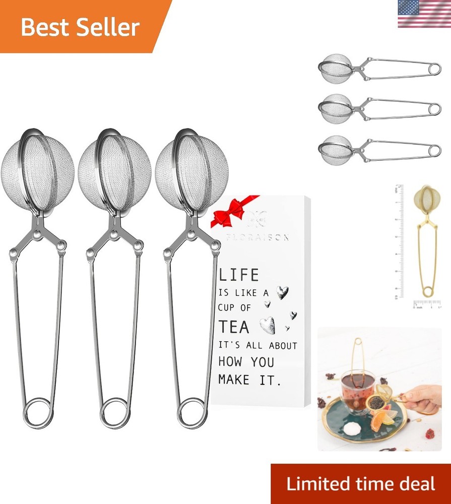 Snap Ball Tea Strainer 3 Pack Tea Infuser with Handle Tea Mesh Infuser Snap B...