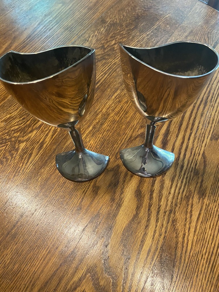Wedding Toast- Split Heart Silverplate Goblets