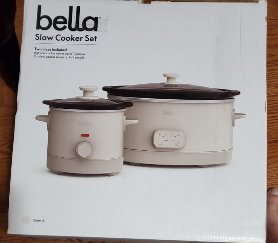 BELLA 6Qt & 2Qt Slow Cooker Set – Programmable, Nonstick, Dishwasher Safe